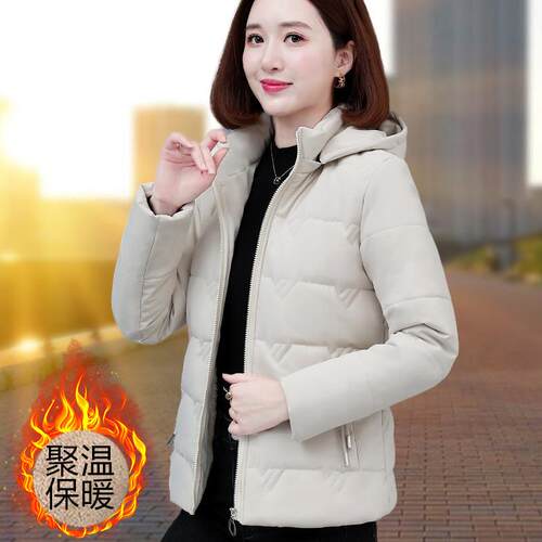 羽绒棉服女冬季2026年新款短款百搭加绒女士棉袄中年妈妈棉衣外套