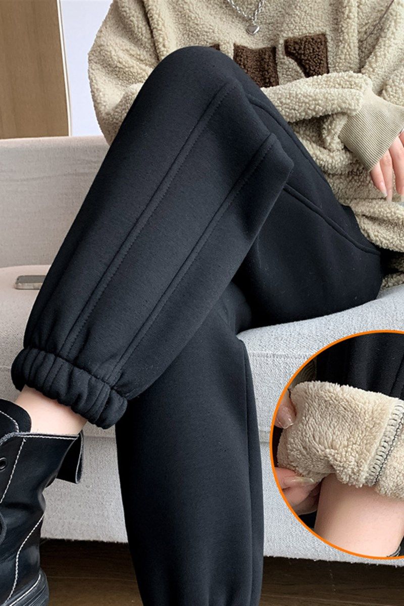 羊羔绒卫裤女冬季2024新款加绒加厚外穿东北特厚棉裤束脚运动裤子