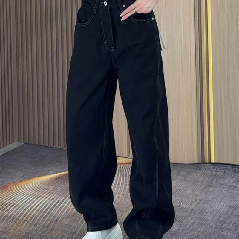 秋季新款高品质帅气舒适简约纯色拼接复古休闲裤阔腿牛仔裤男女款,男装,休闲裤,淘宝优惠券,粉丝福利购,淘宝优惠卷