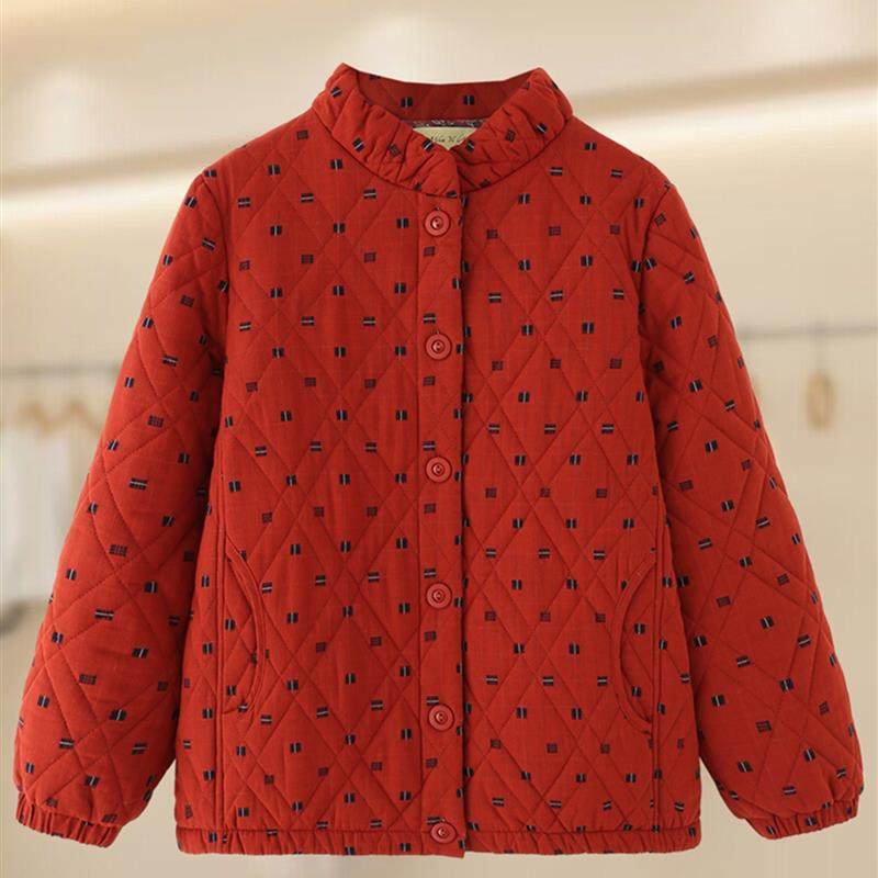 妈妈冬装纯棉外套60岁中老年棉服女宽松大码夹棉衣老太太立领棉袄