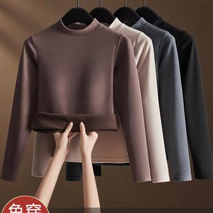 半高领石墨烯加热保暖贴身女士羊毛衬里加厚胸垫所有 长 一件衬衫