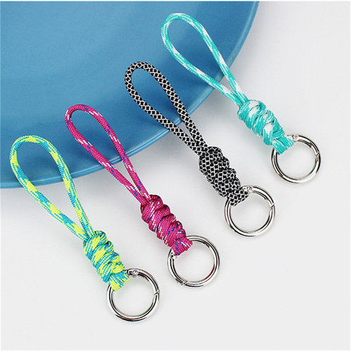 钥匙扣七芯伞绳防盗防编织卡通拼色挂绳手机壳钥匙圈链包挂件装饰