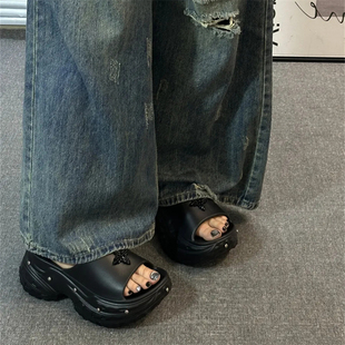 拖鞋女款夏天外穿厚底9cm增高2025新款时尚网红软底小众凉拖女