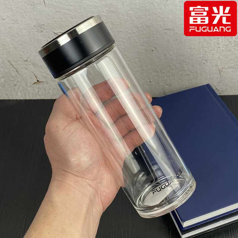 单层带滤网加厚泡茶透明杯子富光