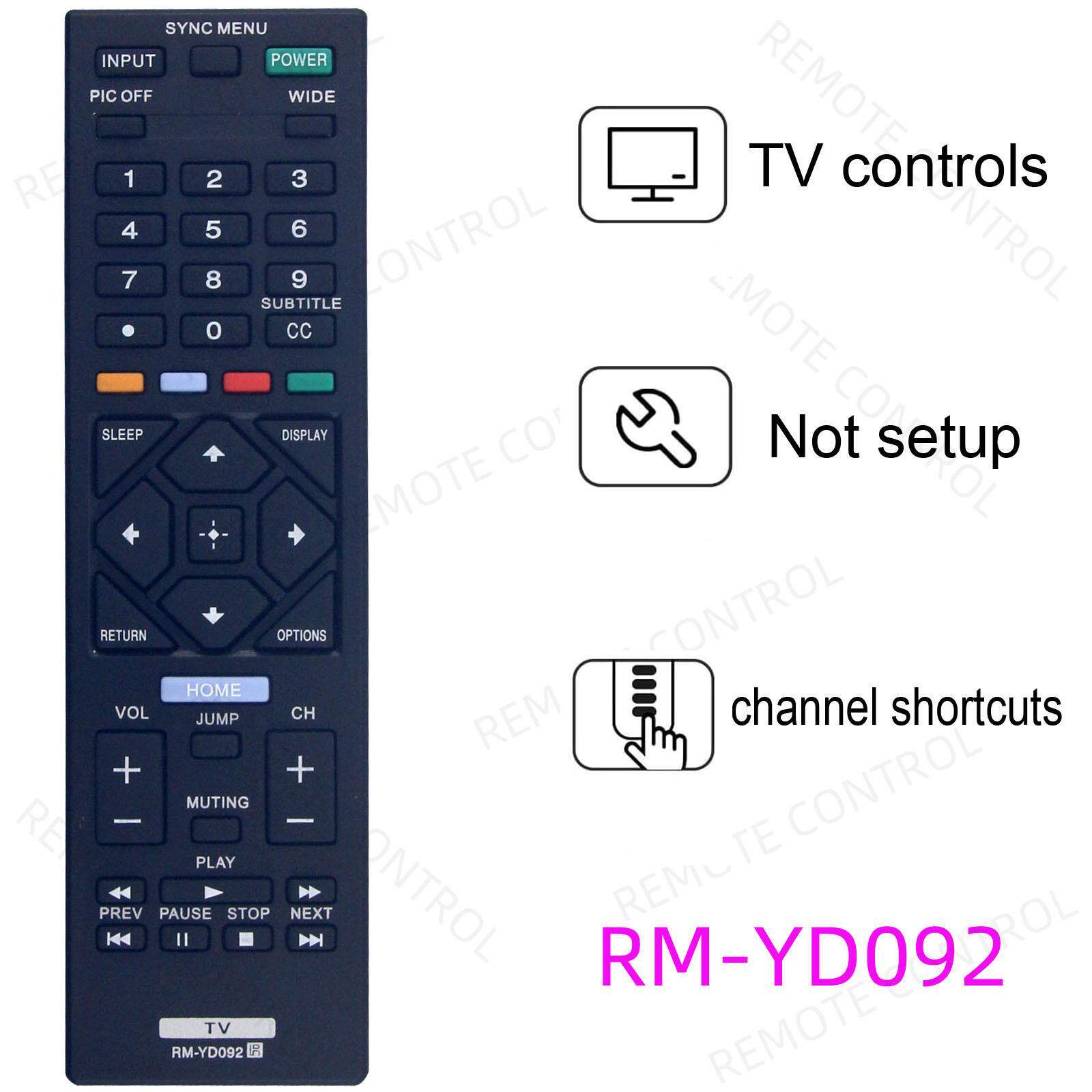 适用于索尼 LED HDTV电视机遥控器  KDL-32R300C RM-YD092