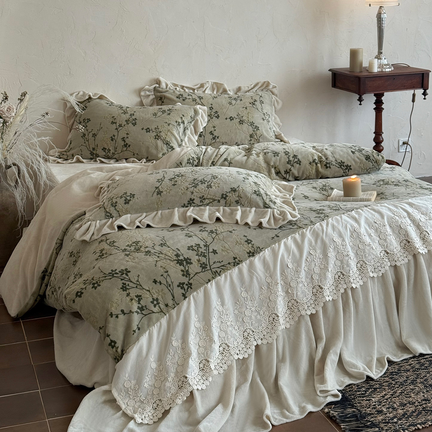 法式复古风冬季牛奶绒四件套