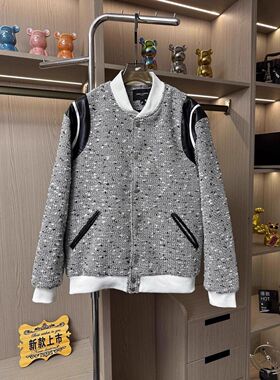 ZELIA 设计感小香风外套男女春季刺绣波点编织棒球服情侣款慵懒