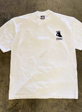 ZELIA 夏季潮牌短袖T恤男ojbk三分手势简约重磅T恤百搭ins打底半