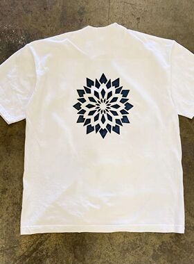 ZELIA 潮流后背花纹美式半袖白色夏季宽松百搭体恤潮牌230G重磅短