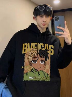 ZELIA 卫衣男春秋款灰色重磅情侣连帽卫衣2026新款ersize美式潮牌