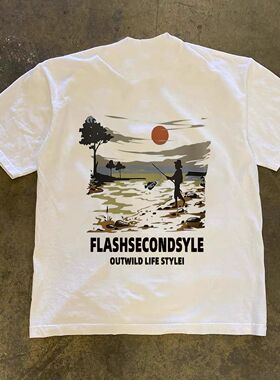 ZELIA 短袖T恤男国潮印花圆领重磅230Gins美式潮流夏季新款休闲半