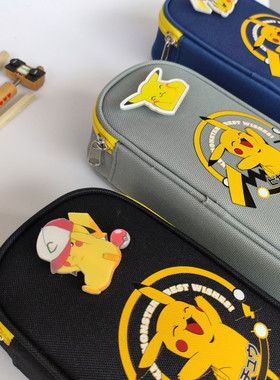 宝可梦皮卡丘笔袋小学生比卡丘铅笔袋中学生动漫Pikachu文具盒大