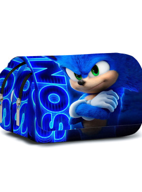 Sonic 索尼克笔袋双层大容量翻盖带拉链学生文具袋动漫二次元笔袋