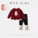 两件套儿童衣服洋气 宝宝新年红色毛衣加绒打底裤 女童套装 26新冬装