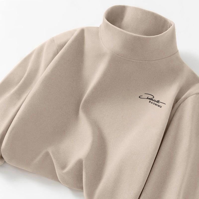 美式复古半高领打底衫男秋冬款加绒长袖t恤高级感痞帅风修身上衣