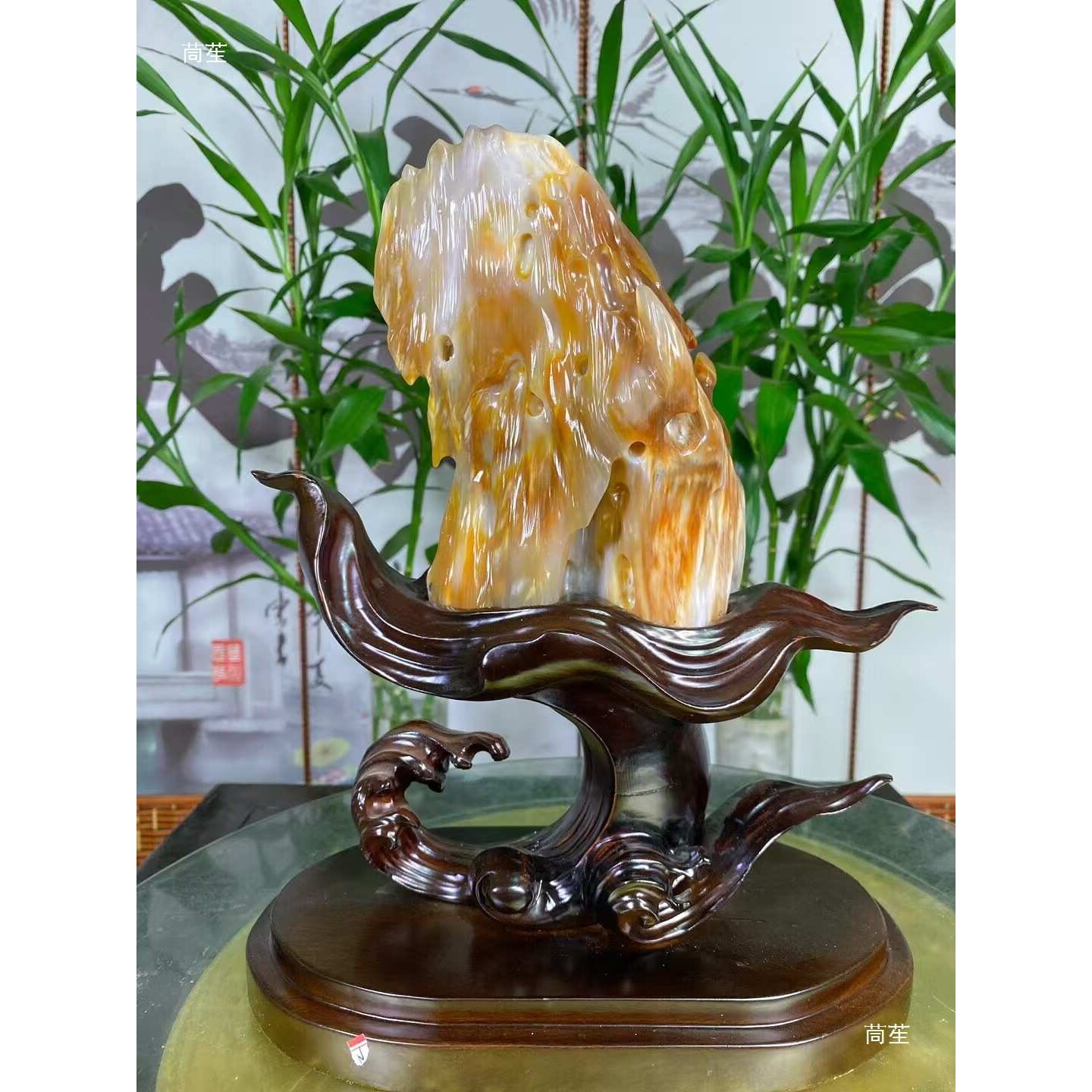 缅甸硅化木原石树化玉奇石客厅造型木冰种树摆件