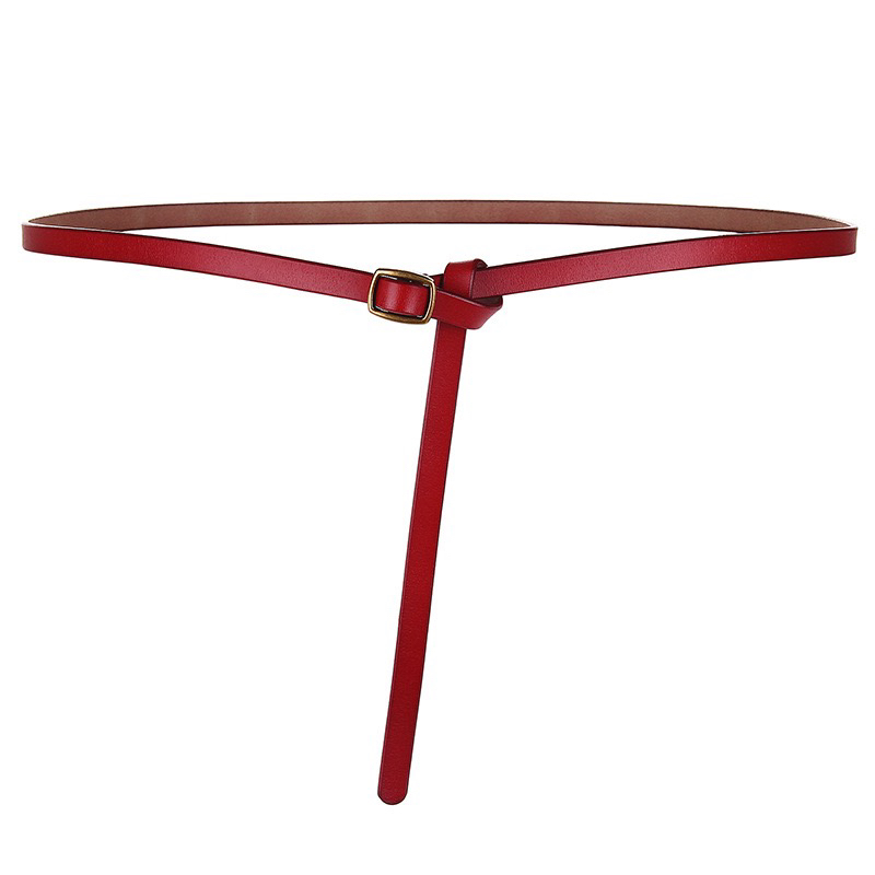 Carbon Water真皮百搭简约细腰带复古小日字扣牛皮