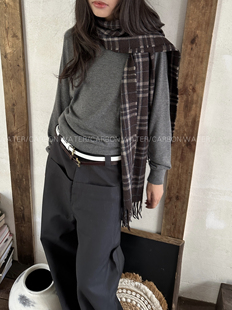 Carbon Water复古格纹围巾女冬季保暖百搭围脖