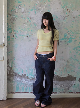 Carbon Water低腰低裆复古直筒牛仔裤