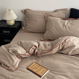 素尺 极简四季通用100全棉纯棉床上四件套床笠床单被套床品三件套