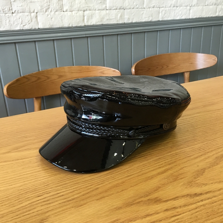 皮质复古水手帽男女同款八角帽