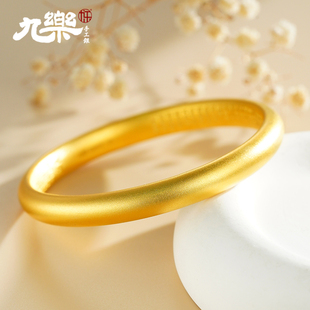 九乐足银999银手镯女电金空心闭口古法传承心经素圈银手环送女友