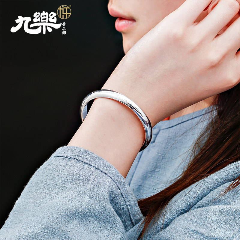 JIULE 999 순수 실버 팔찌 여성용 광택 오프닝 솔리드 단순 미꾸라지 백 로얄 첩 팔찌 여자 친구를위한 선물로