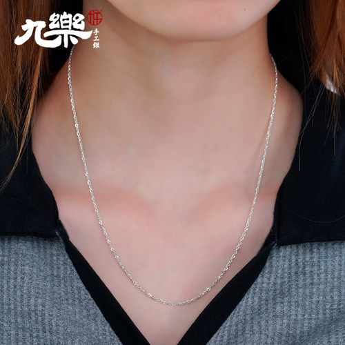 足银990细银水波纹项链