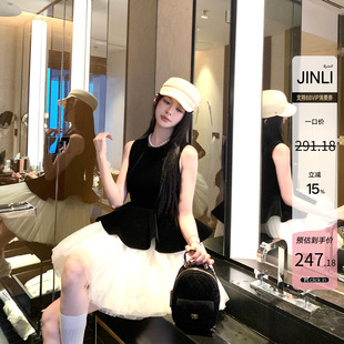 公主风网纱拼接背心连衣裙女春季2026新款甜美设计感无袖蓬蓬裙
