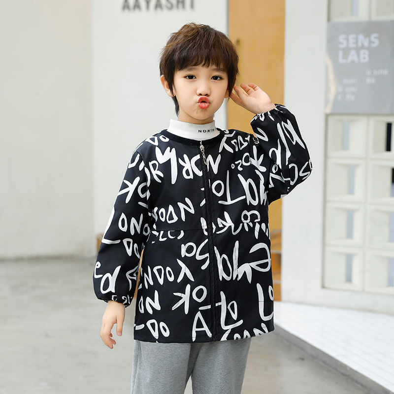 儿童长袖罩衣秋冬男童防水防脏画画衣服幼儿园围裙护衣宝宝吃饭兜