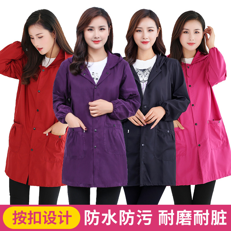 时尚防水罩衣大人厨房家用防油长袖围裙女薄款外套纯色工作服新款,家庭/个人清洁工具,围裙,淘宝优惠券,粉丝福利购,淘宝优惠卷