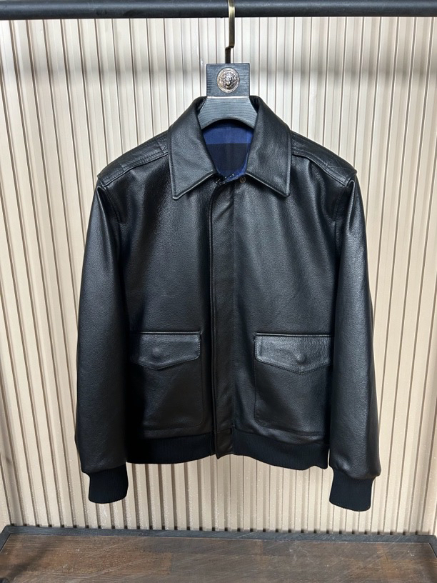 秋冬新款飞行员皮夹克纯头层牛皮真皮皮衣男飞行服大码翻领外套