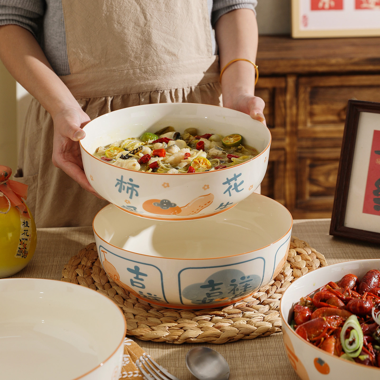 舍里新中式陶瓷汤碗家用大容量水煮肉片毛血旺碗大号面碗酸菜鱼盆,餐饮具,碗,淘宝优惠券,粉丝福利购,淘宝优惠卷