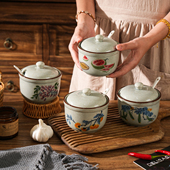 舍里复古中式 调料罐家用厨房陶瓷盐罐调味罐带盖佐料瓶油泼辣子