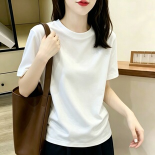 2026夏装新款极简风正肩夏季短袖T恤女白色宽松显瘦百搭上衣潮女
