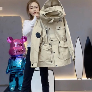 韩版高级感风衣外套女中长款修身显瘦2026春秋新款冲锋衣女款收腰