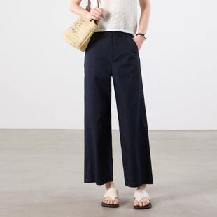 黑色直筒长裤女春夏新款高腰韩版舒柔特法式宽松显瘦微阔腿休闲裤