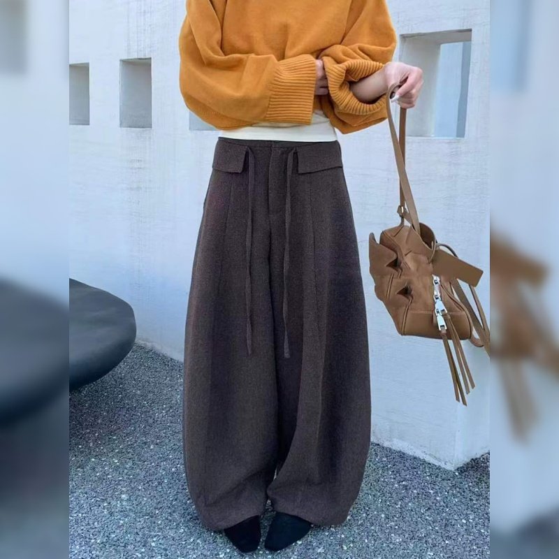 秋冬季新款时尚百搭加绒阔腿裤子