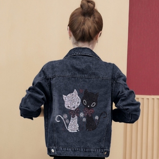 2025年春秋季新款BF风夹克潮流时尚翻领休闲牛仔外套短款烫钻上衣