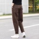 宽松小脚长裤 咖啡色高级休闲哈伦裤 子 工装 裤 子女春秋季 2026年新款