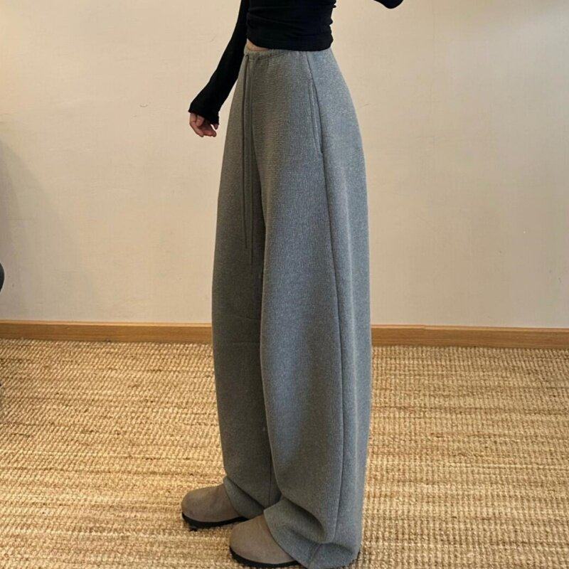 灰色韩系休闲风低腰竹节香蕉裤女秋冬2025新款加绒保暖弯刀阔腿裤,女装/女士精品,休闲裤,淘宝优惠券,粉丝福利购,淘宝优惠卷