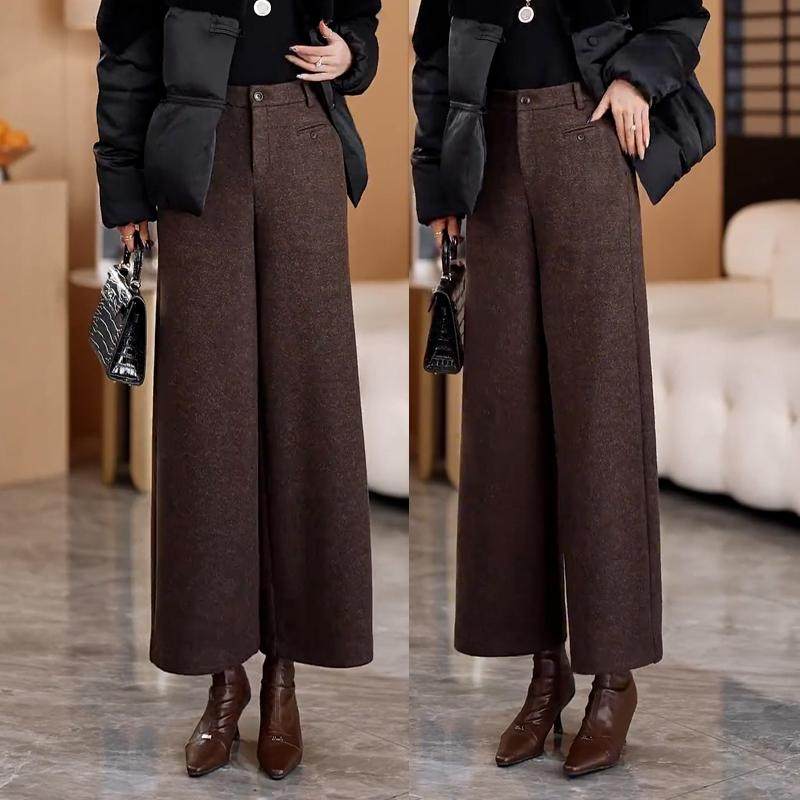 咖色阔腿裤女秋冬新款加绒宽松梧桐裤显瘦休闲直筒西裤加厚九分裤