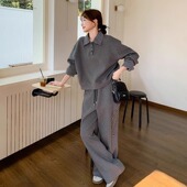 polo领卫衣高腰卫裤 新款 两件套休闲运动宽松显瘦薄款 2025年春秋季