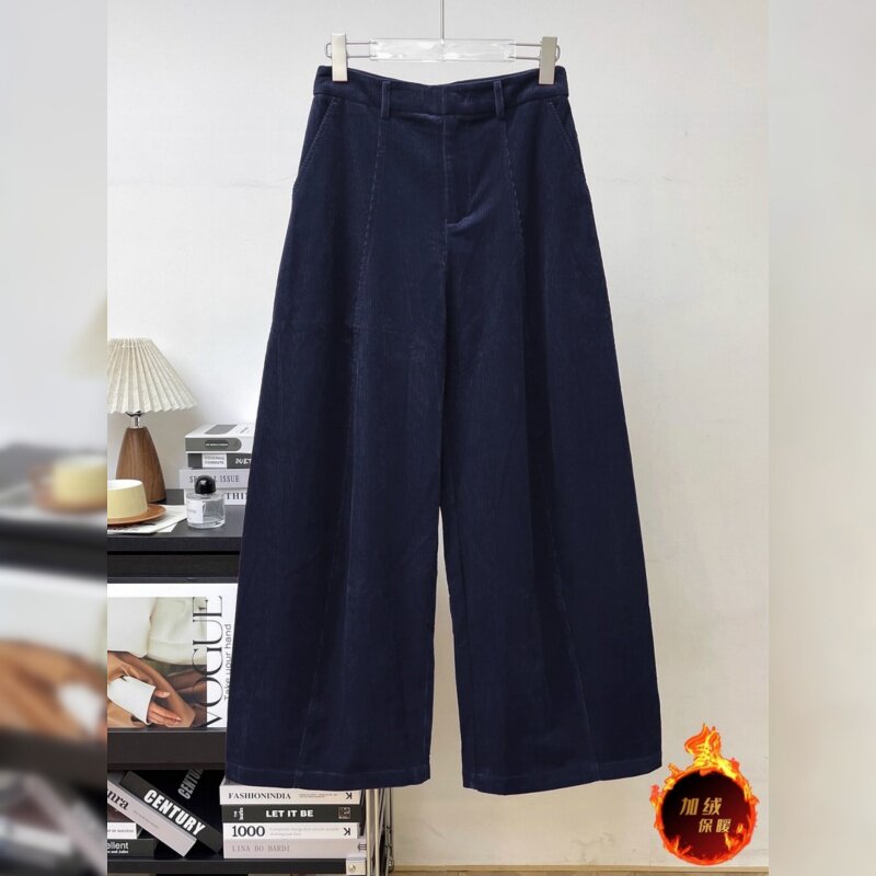 大码梨形身材加绒加厚拖地阔腿裤