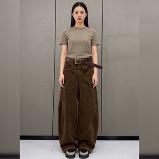 2026春秋季灯芯绒休闲宽松弯刀女裤高腰显瘦韩范简约高端直筒长裤