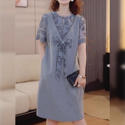小个子假两件气质显瘦中长款裙子