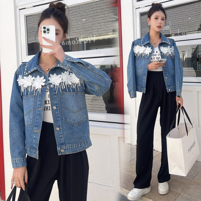 牛仔外套女漂亮春季新款宽松韩版学生小个子流苏花边短款夹克上衣