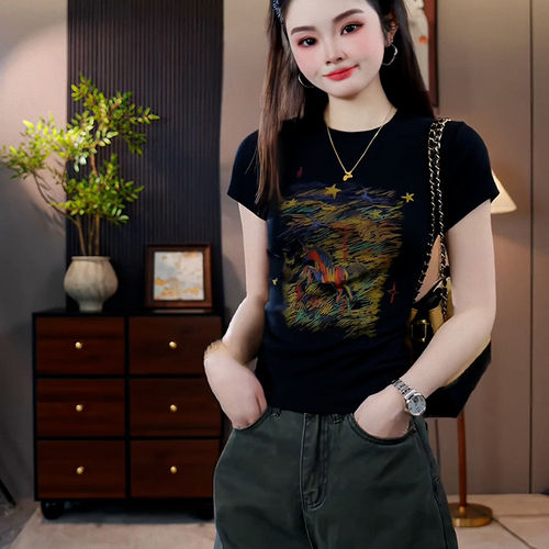 夏季新款美式亲肤透气显瘦上衣-