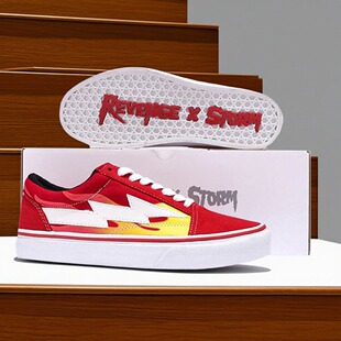 正品复仇风暴鞋子revenge x storm闪电火焰帆布鞋滑板鞋男街舞潮
