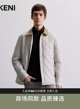 迪柯尼秋冬MICROF高智通勤巴恩风撞色翻领棉服夹克保暖外套